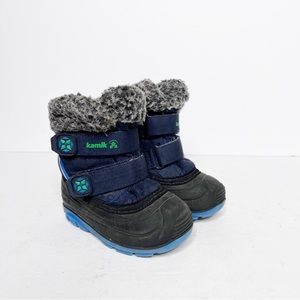 Kamik Blue Snow Winter Insulated Water Proof Velcro Easy On Boots Size 6 Toddler